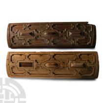 Elizabethan Carved Geometric Wood Panel Pair