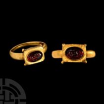 Roman Horse Gemstone in Gold Ring