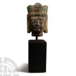 Chinese Painted Stone Head