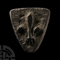 Medieval Bronze Heraldic Heater-Shaped Weight