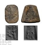 Neo-Babylonian Bifacial Stone Stamp Seal with Animals