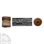 Western Asiatic Agate Cylinder Seal with Zoomorphic Motifs