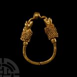 Western Asiatic Gold Nose-Ring with Animal-Heads