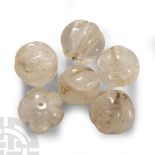 Western Asiatic Rock Crystal Melon Bead Group