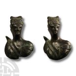 Roman Bronze Diana Attachment Pair