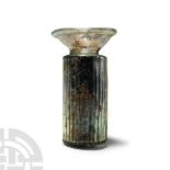 Roman Finely Ribbed Iridescent Glass Jar