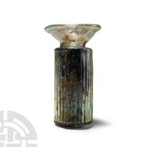 Roman Finely Ribbed Iridescent Glass Jar