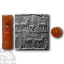 Old Akkadian Cylinder Seal with Goat Scenes