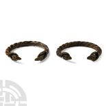 Late Roman Bronze Twisted Snake Bracelet Pair