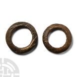 West African Veined Hombori Stone Elbow War Bracelet Pair