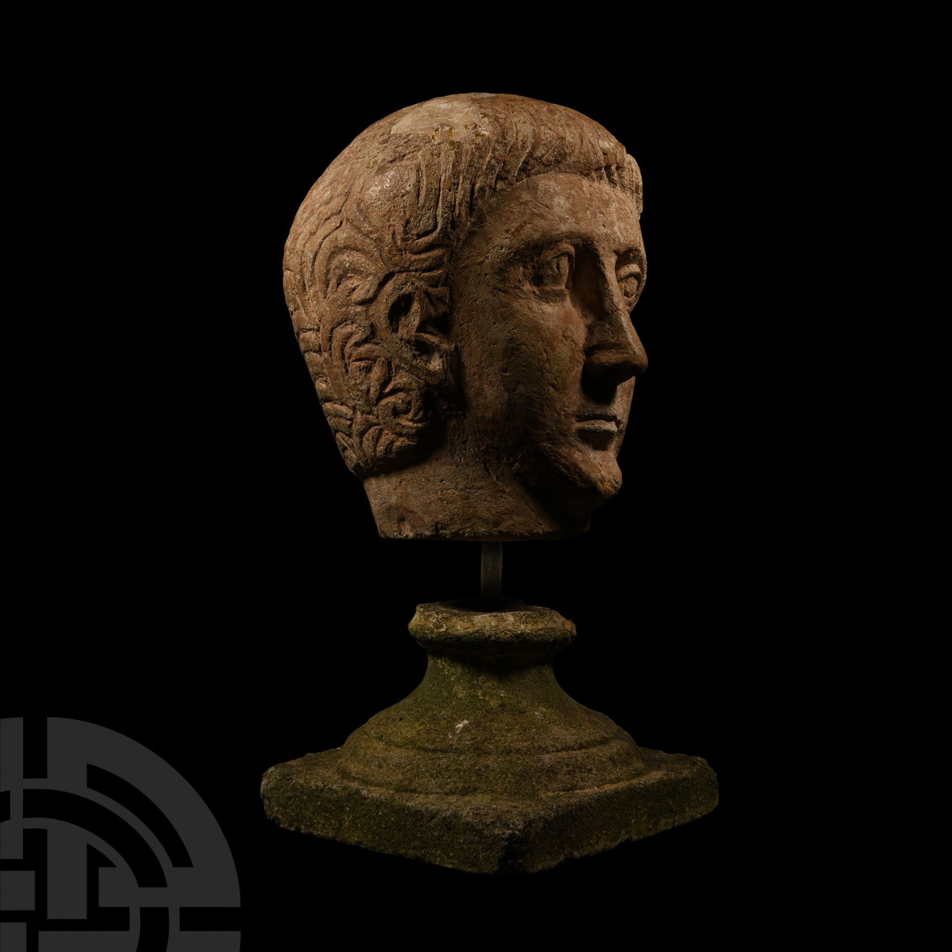 Over Life-Size Gallo-Roman Limestone Head of an Athlete - Image 2 of 4