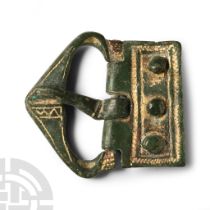 Medieval Gilt Bronze Buckle with Plate