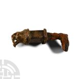Large Roman Bronze Lion-Headed Iron Key