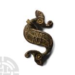 Large Iron Age Celtic Enamelled Dragonesque Brooch