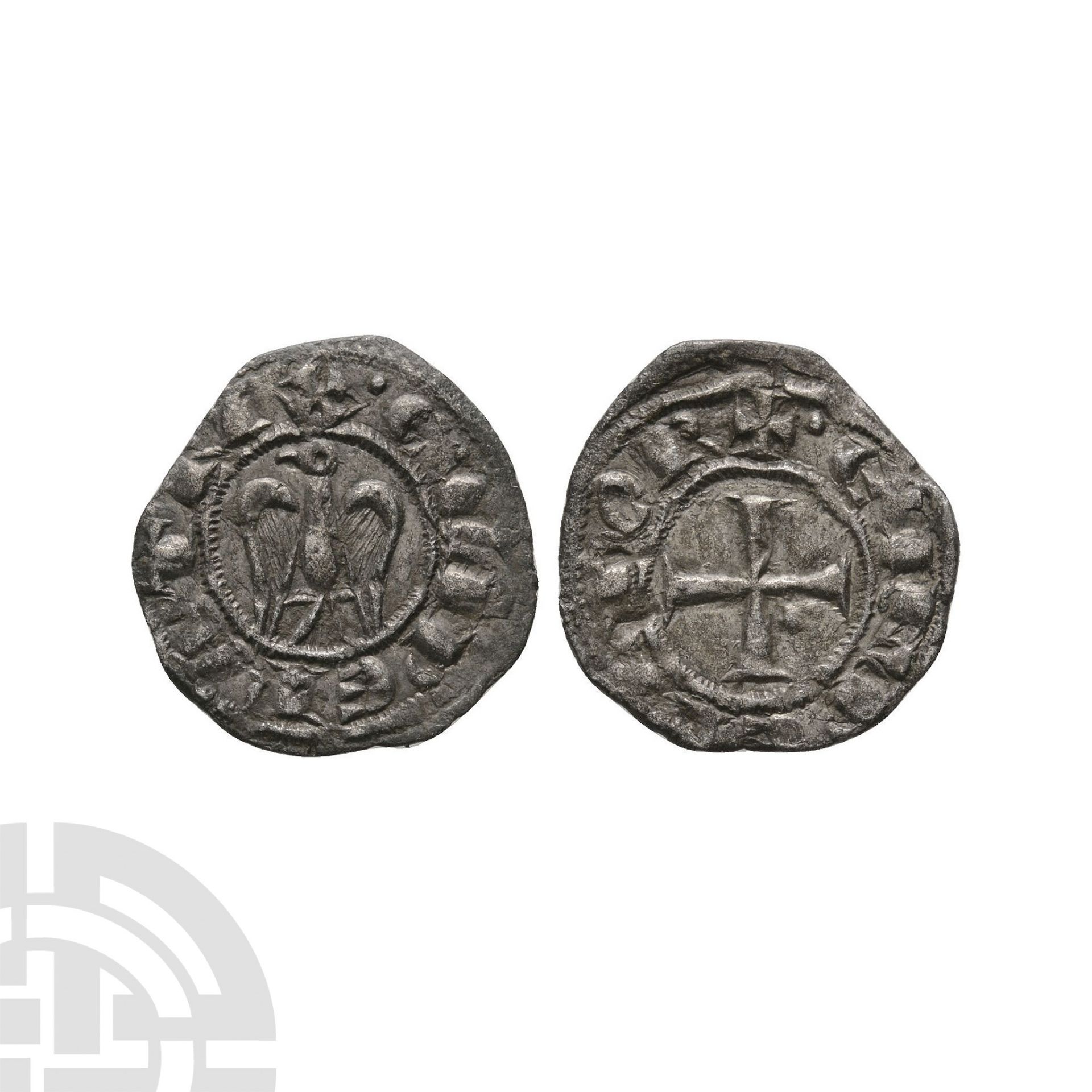 World Coins - Crusader Issues - Republic of Italy - Constance & Henry VI - AR Denier