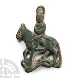 Chinese Tang Bronze Horseman Pendant