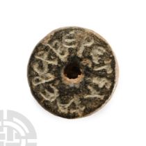 Byzantine Inscribed Lead Spindle Whorl