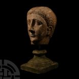 Over Life-Size Gallo-Roman Limestone Head of an Athlete