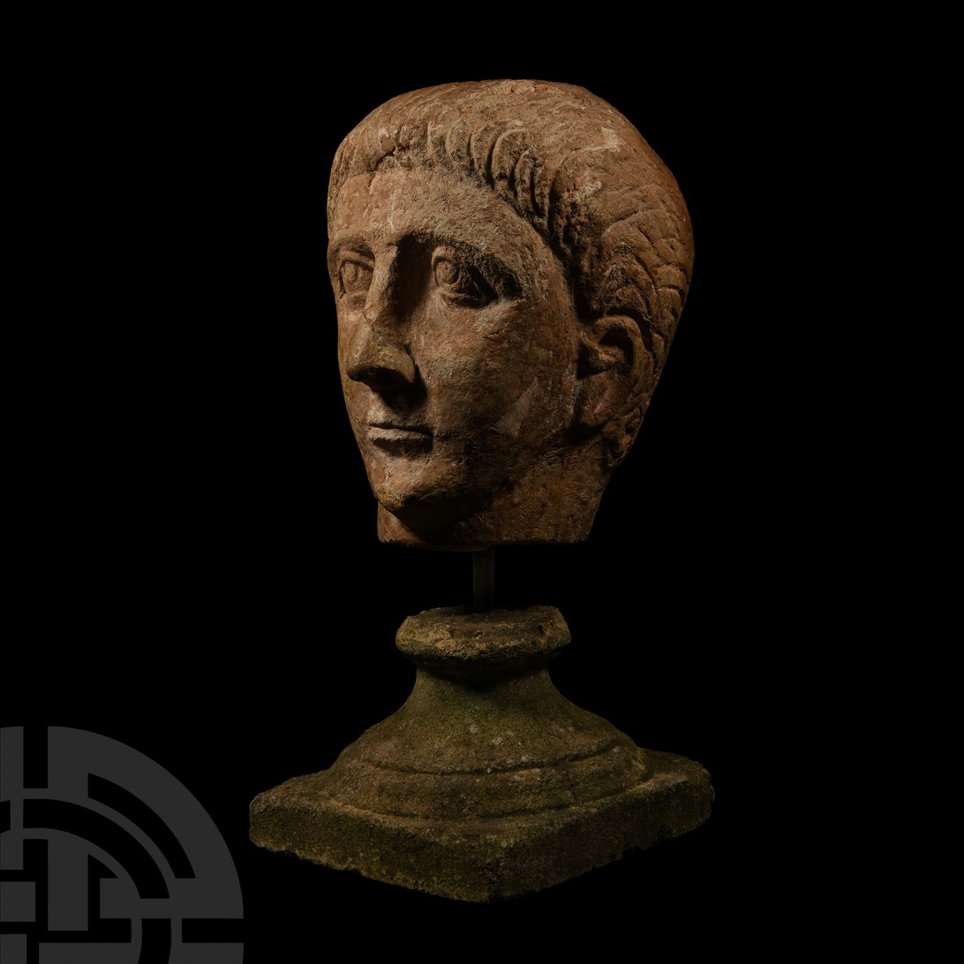 Over Life-Size Gallo-Roman Limestone Head of an Athlete