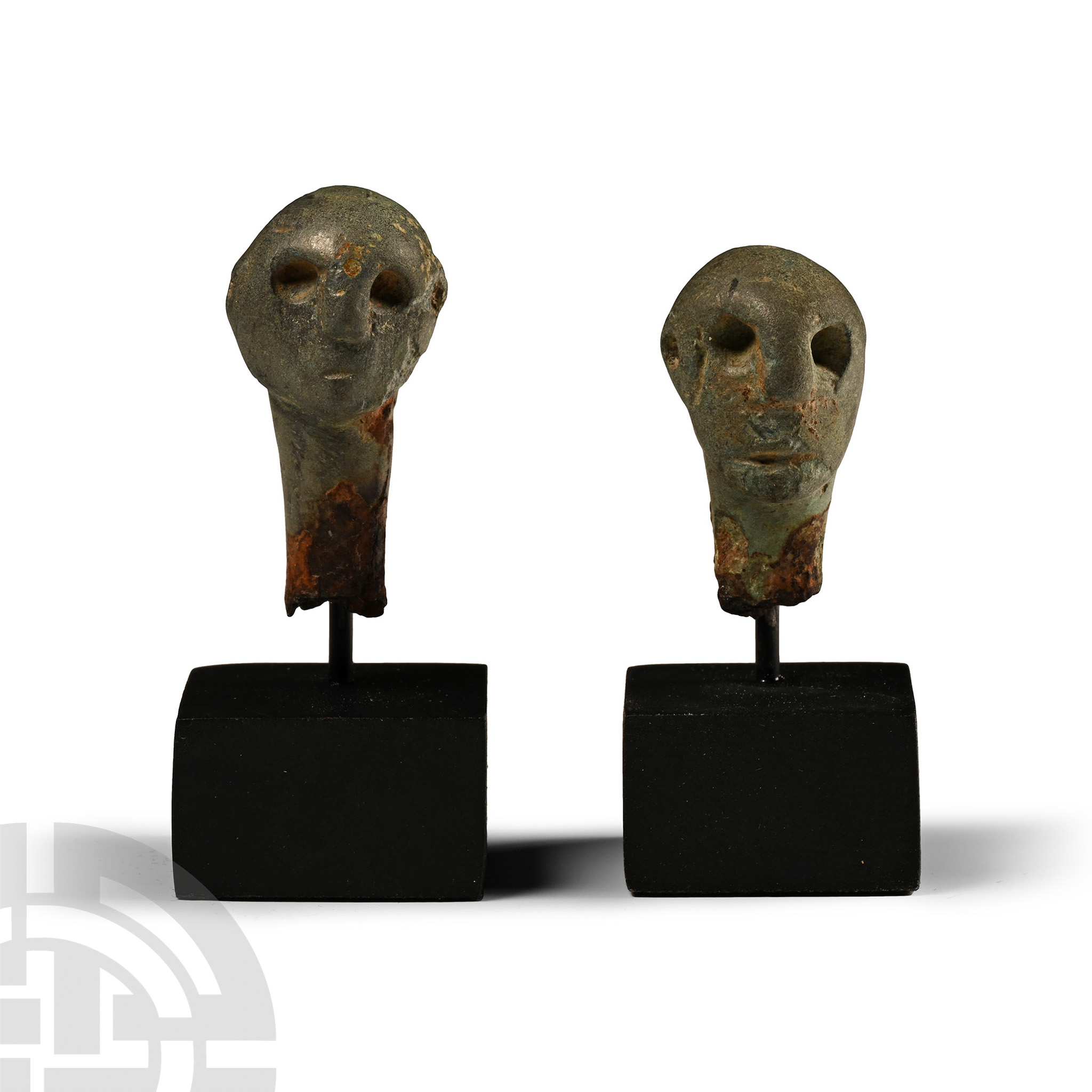 Iron Age Bronze Chariot Lynch Pin Finial Pair