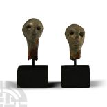 Iron Age Bronze Chariot Lynch Pin Finial Pair