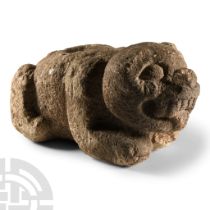 Pre Columbian Mayan Carved Stone Panther Statue