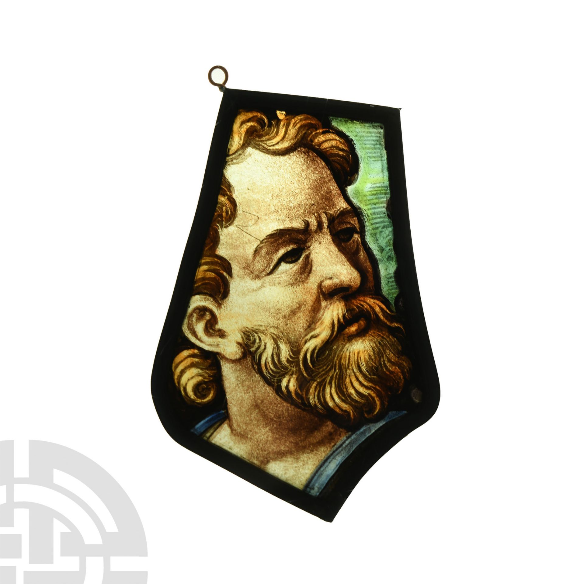 Renaissance Stained Glass Panel of a Bearded Man