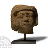 Egyptian Limestone Male Head Fragment
