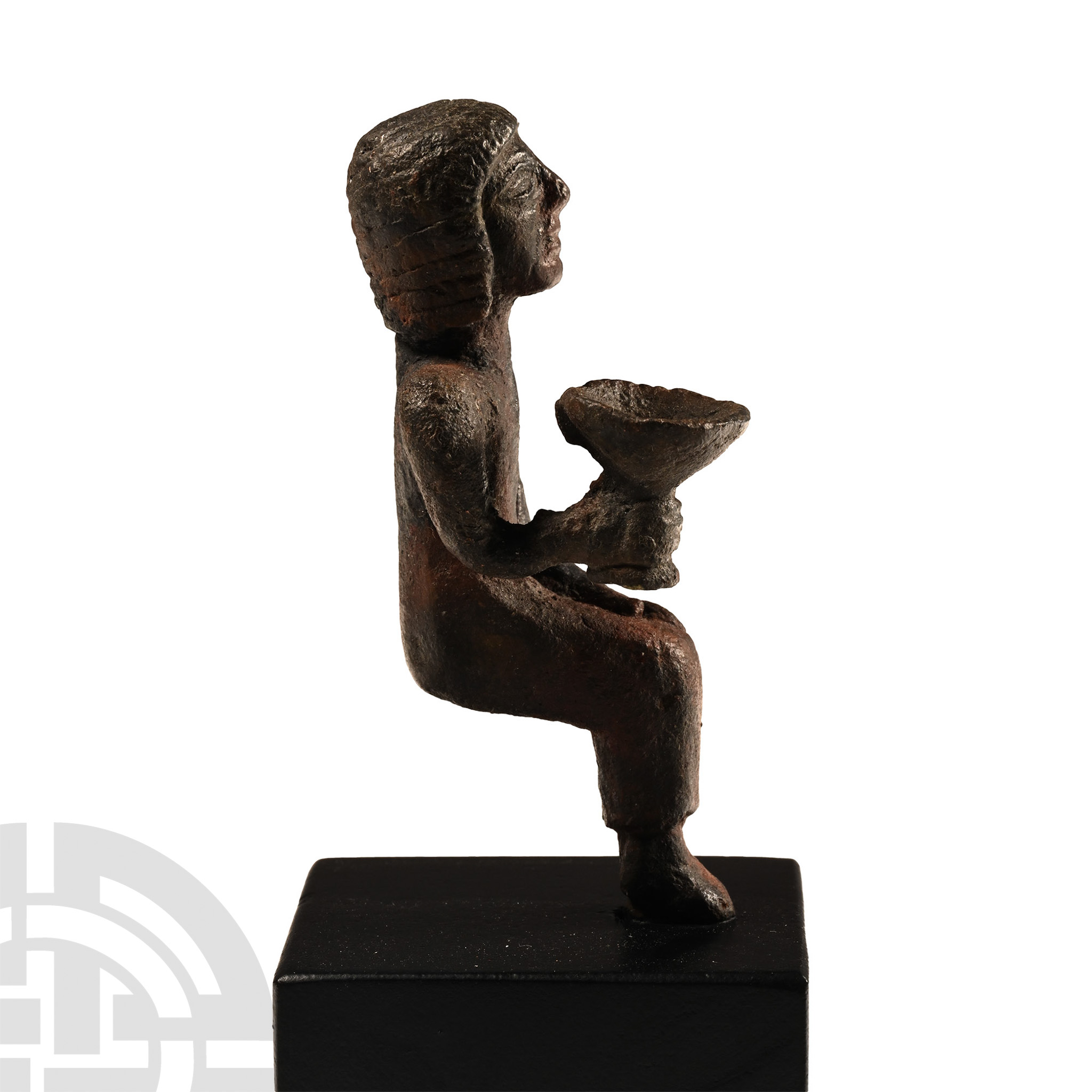Phoenician Bronze Seated Figure Holding an Offering Cup - Image 3 of 4