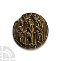 Medieval Silver Medallion with Scenes of the Flagellation