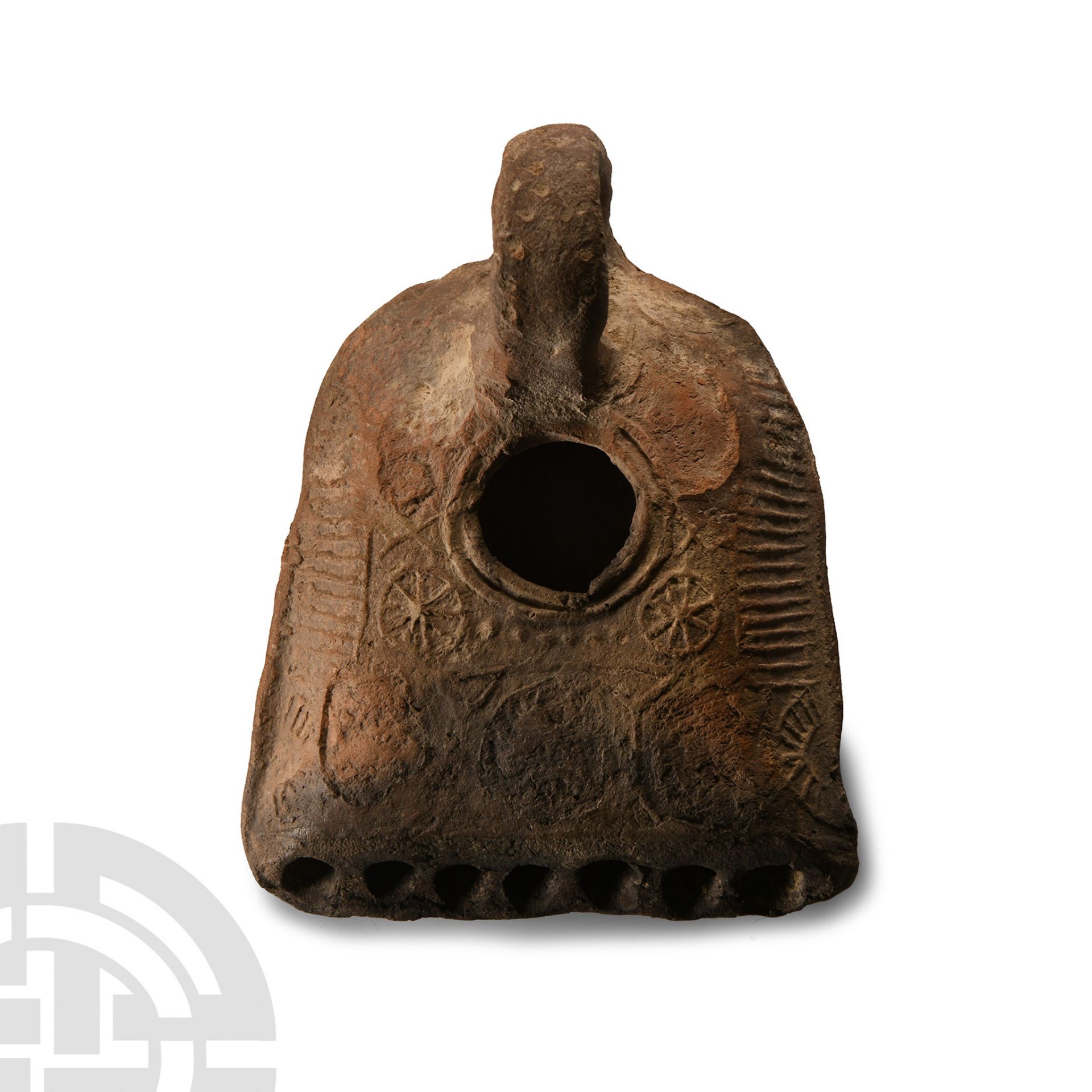 Romano-Jewish Terracotta Oil Lamp with Seven Spouts