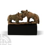 Western Asiatic Bronze Butting Bulls Statuette