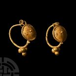 Roman Gold Earring Pair with Bosses