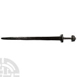 Viking Sword with Inlaid Cross and Orb Mark