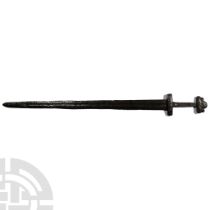 Viking Sword with Inlaid Cross and Orb Mark