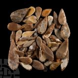 Stone Age Leaf-Shaped Flint Arrowhead Group