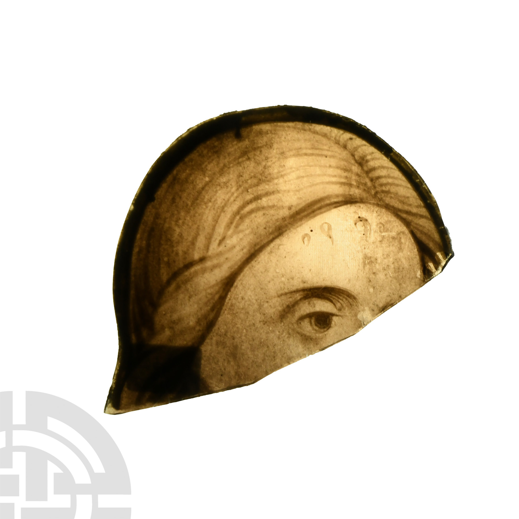 Tudor Period Stained Glass Fragment of a Female Head