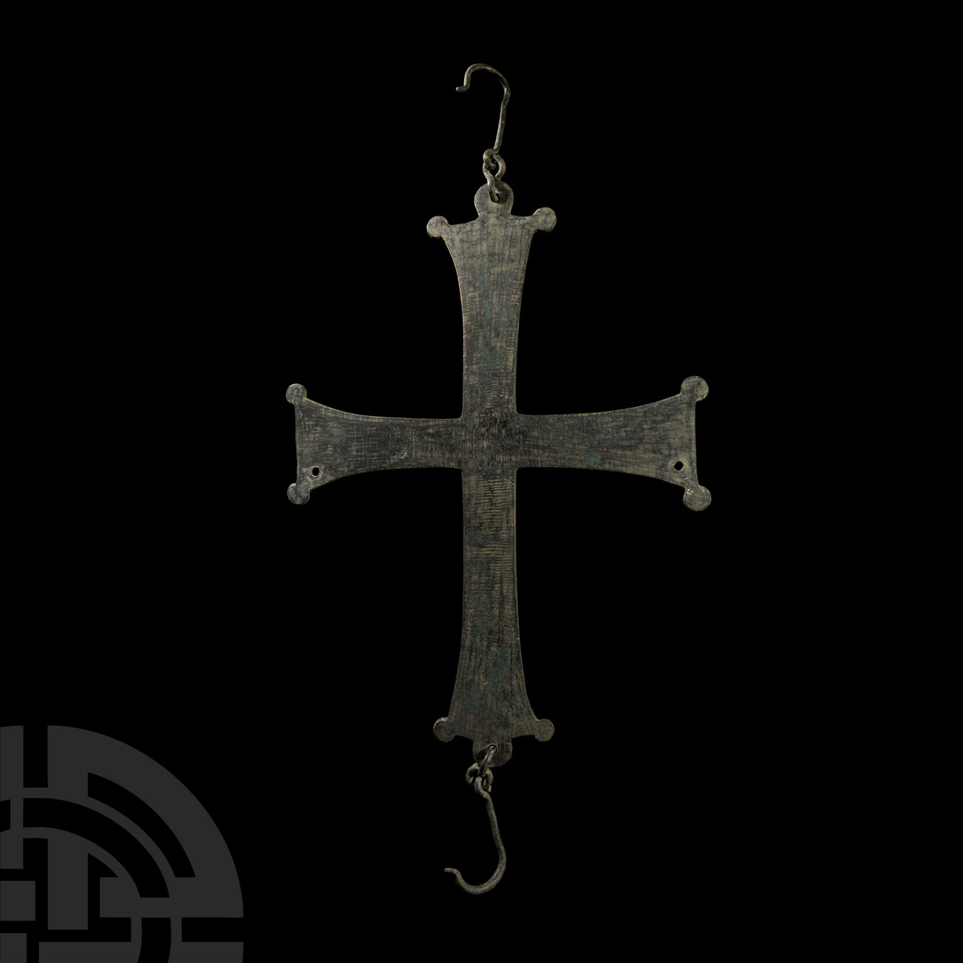 Huge Byzantine Hanging Bronze Lobed Cross