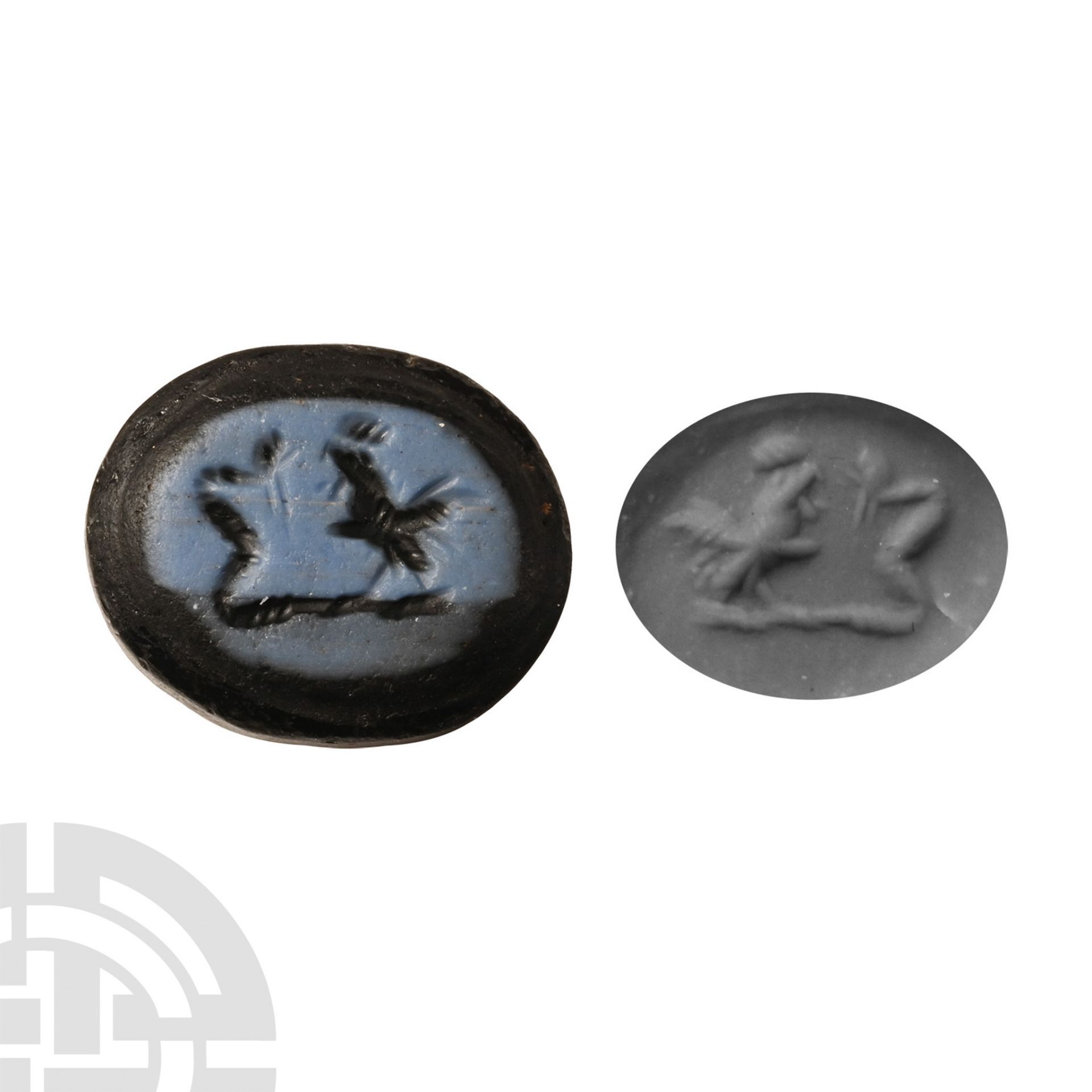 Roman Gem with Cockerel Fighting a Snake