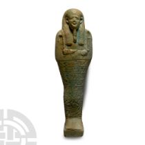 Large Egyptian Blue Glazed Hieroglyphic Shabti for a Sem Priest