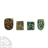 Egyptian 'Maspero' Faience Bead Group with Hieroglyphs