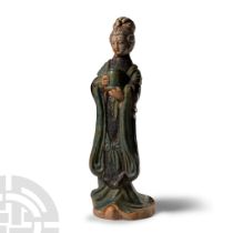 Chinese Qing Glazed Terracotta Female Figure