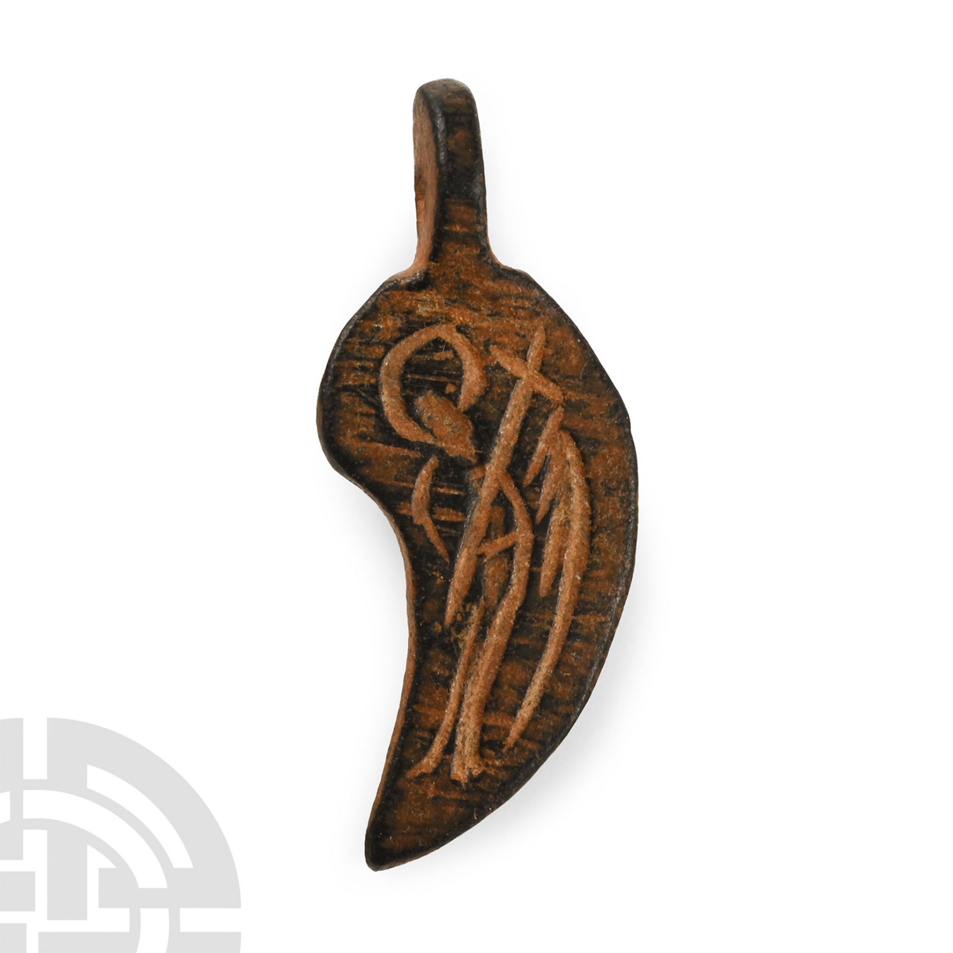 Byzantine Bronze Pendant with Angel and Inscription