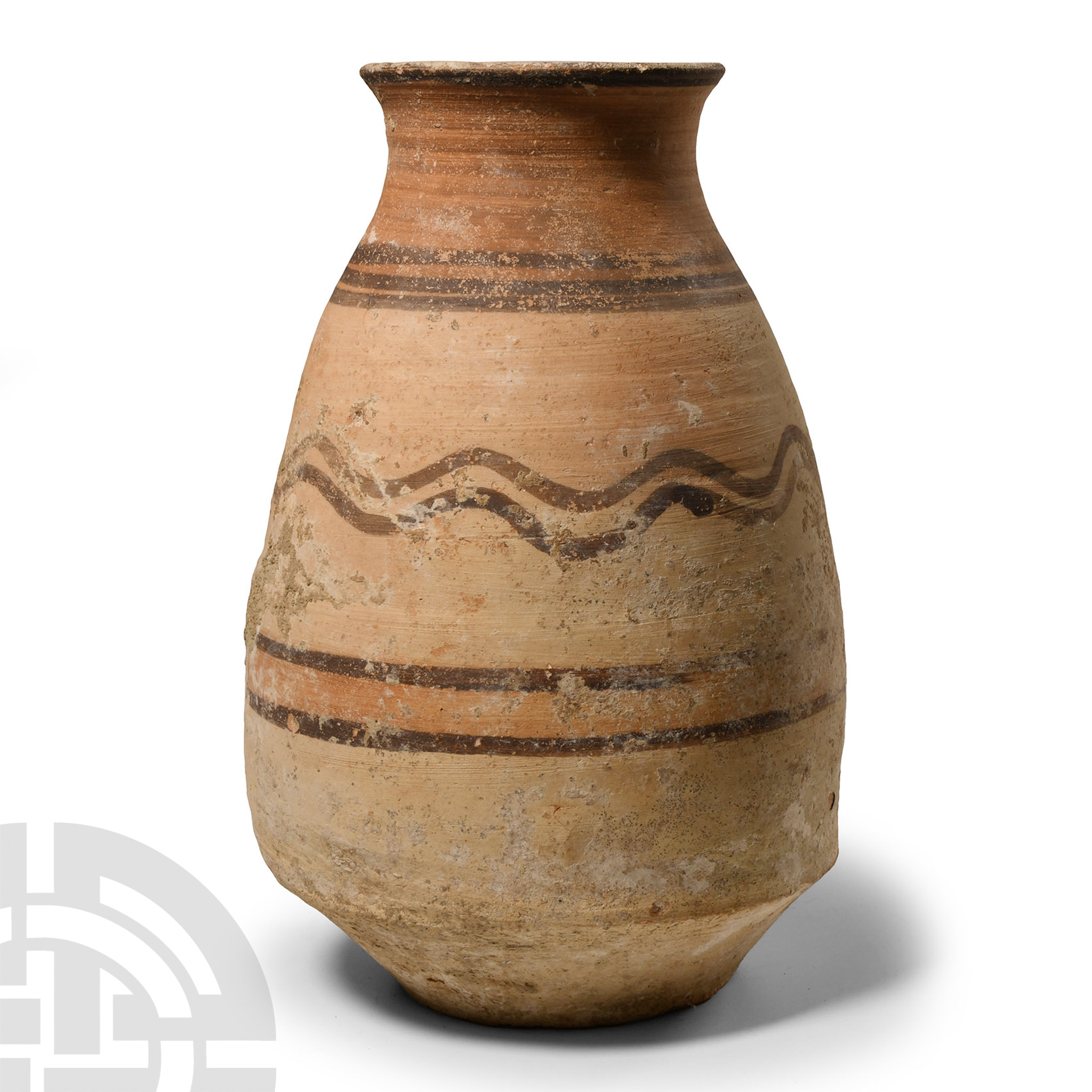Large Indus Valley Terracotta Jar with River Pattern