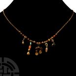 Western Asiatic Bead and Gold Element Necklace