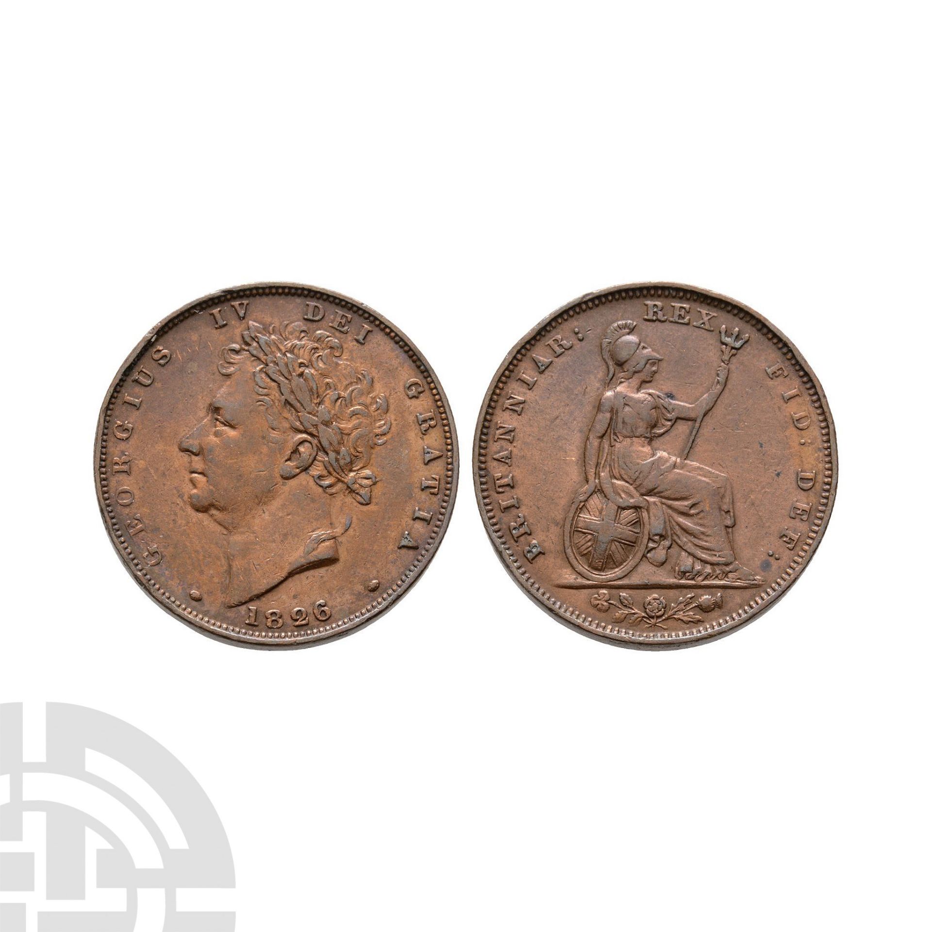 English Milled Coins - George IV - 1826 - AE Farthing