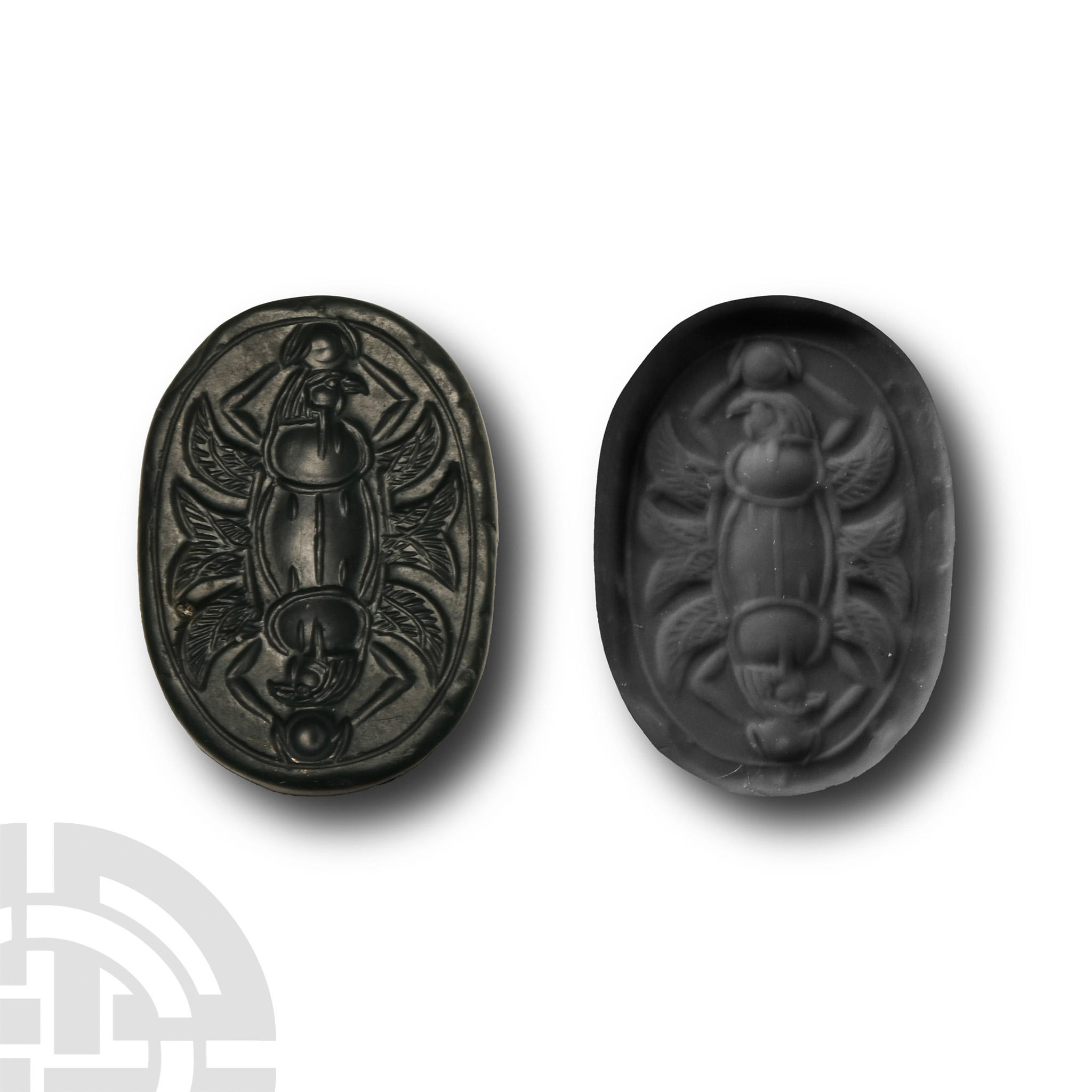 Phoenician Green Jasper Scarab with Heads of Horus - Image 2 of 2