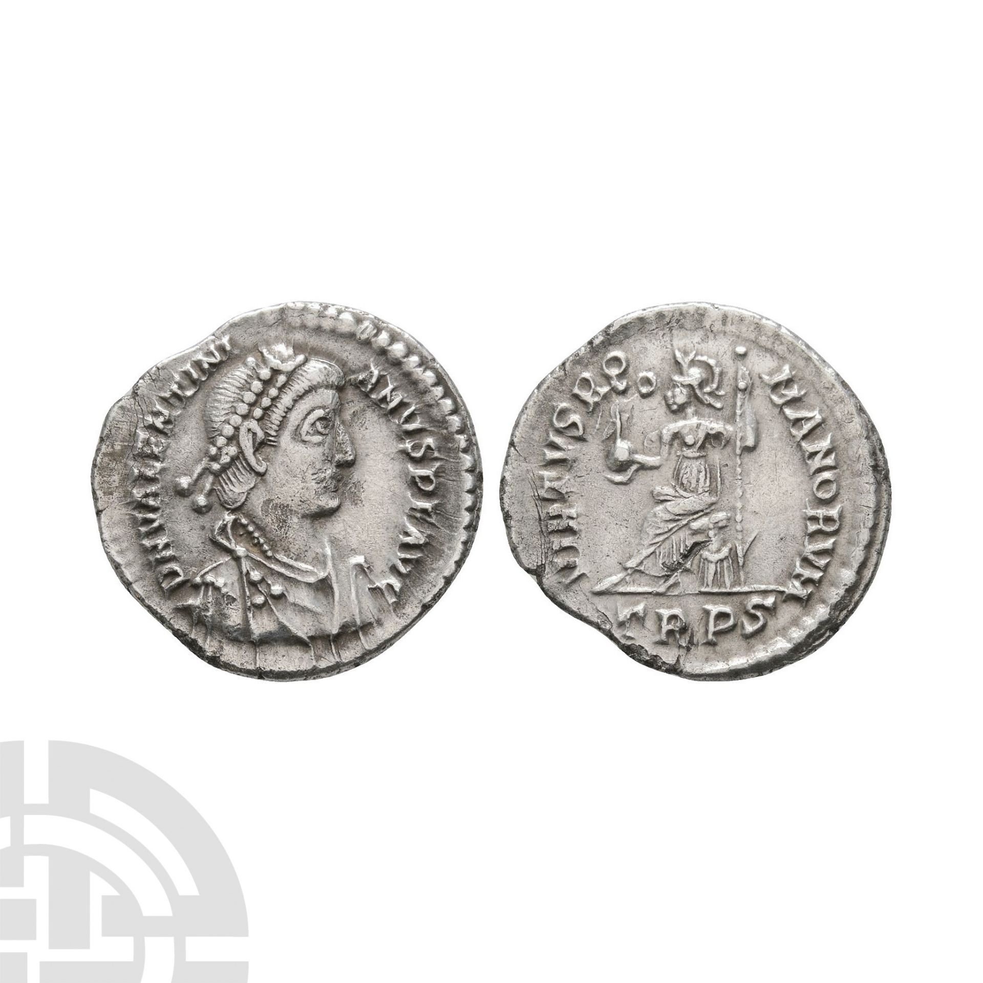 Ancient Roman Imperial Coins - Valentinian II - Virtus AR Siliqua