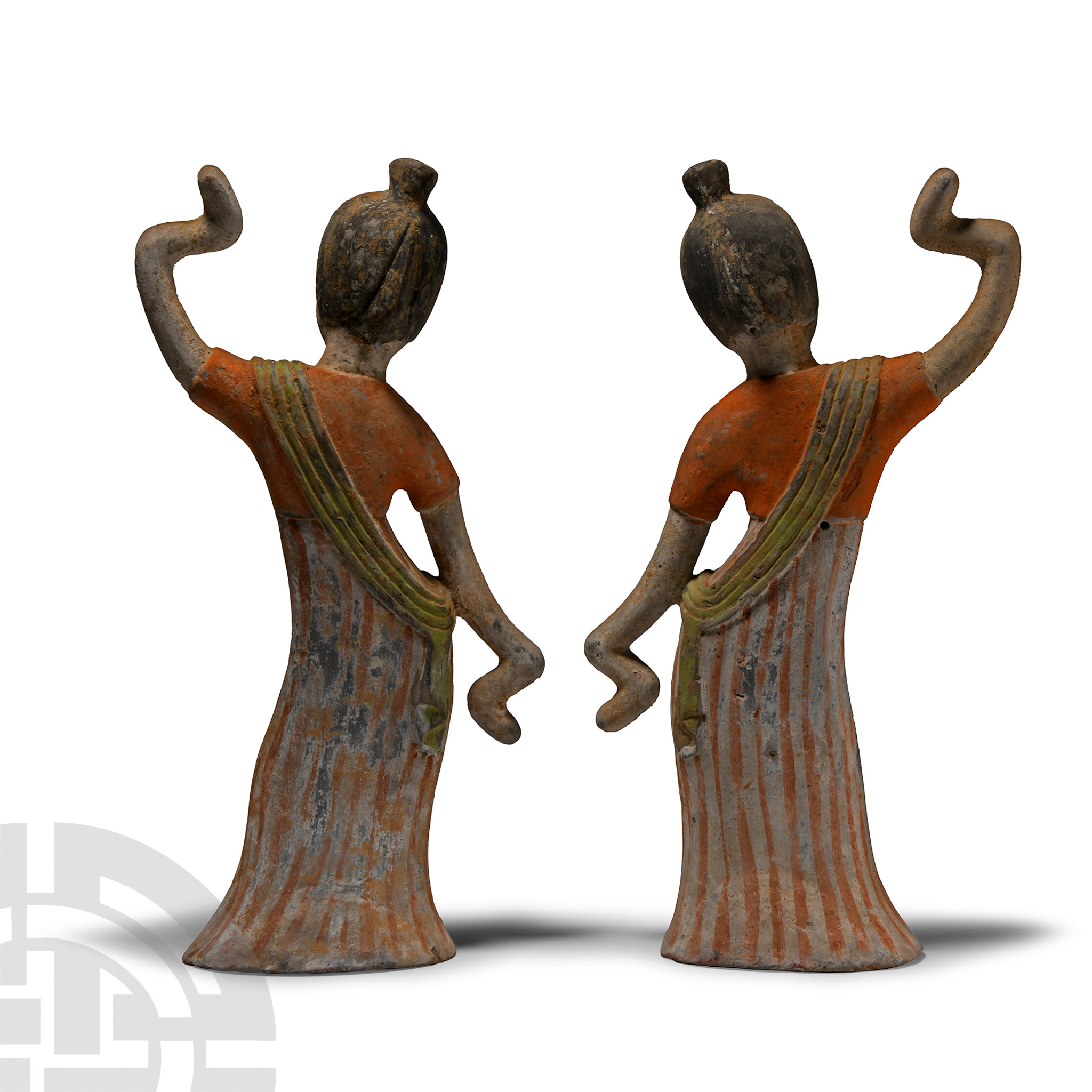Chinese Tang Painted Dancing Ladies Pair - Image 2 of 2