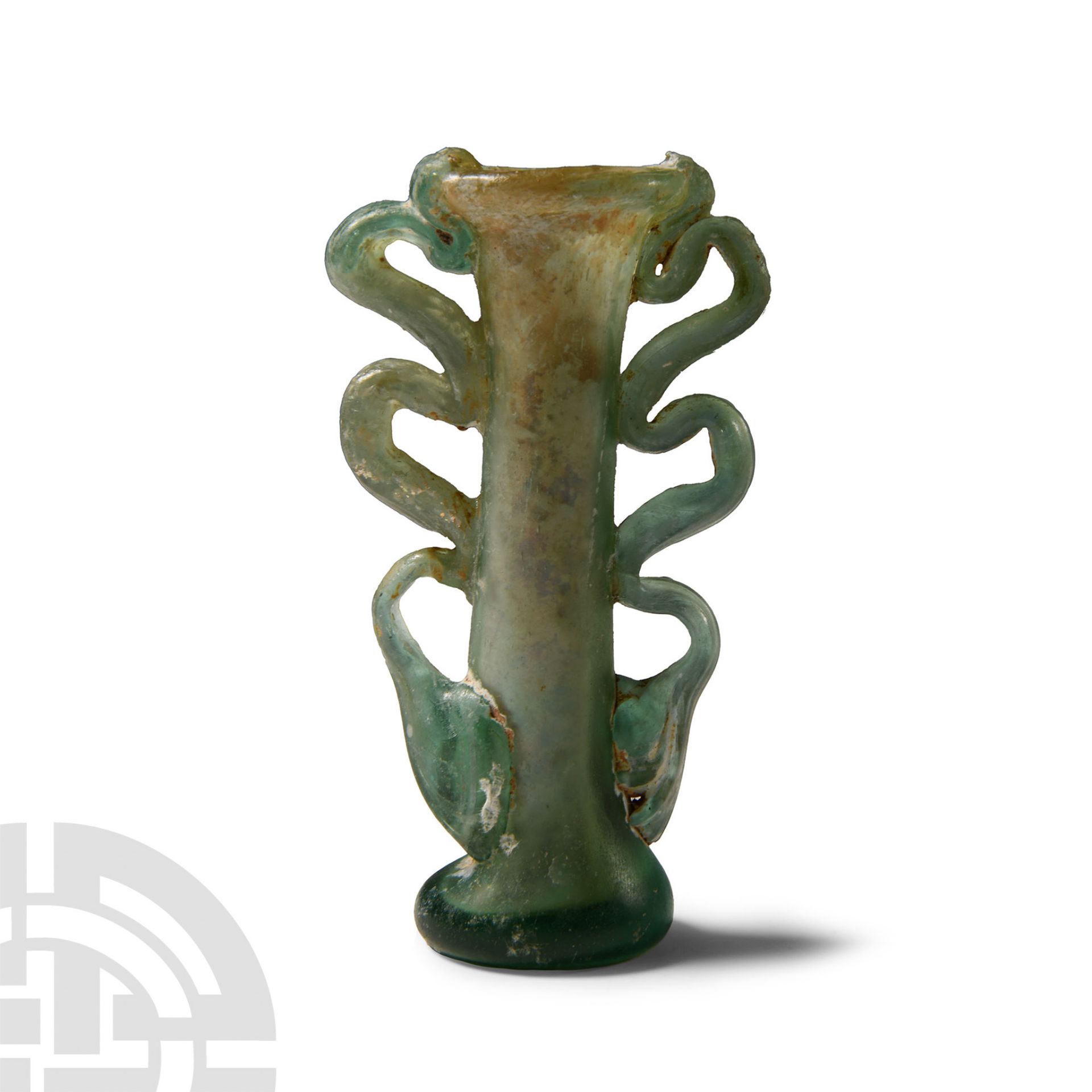 Roman Glass Unguentarium with Waves